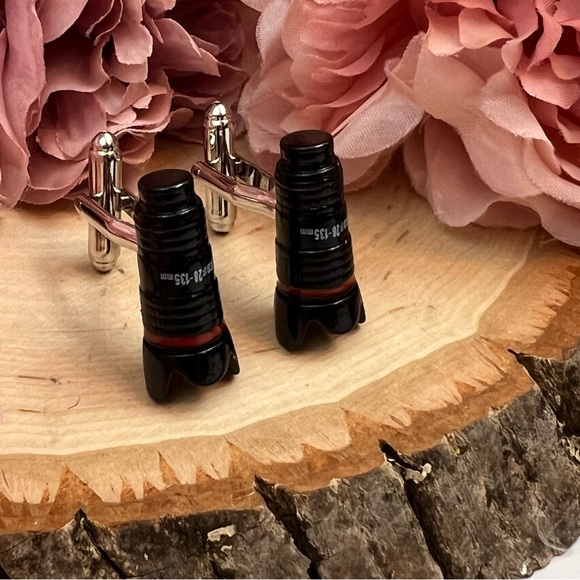 Black Long Range Zoom Photography Camera Lens Cufflinks - Picture 5 of 17